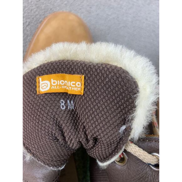 Bionica 8M Tan White Suede Faux Fur Lace Up Winter Hiking Boots - Picture 4 of 7